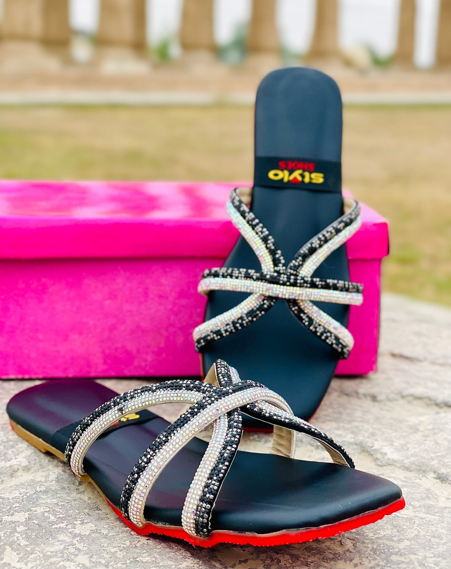 Elegant Black Beaded Sandals