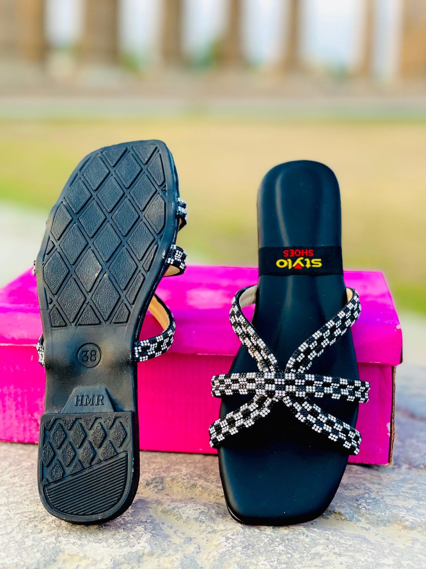 Black Beaded Sandals