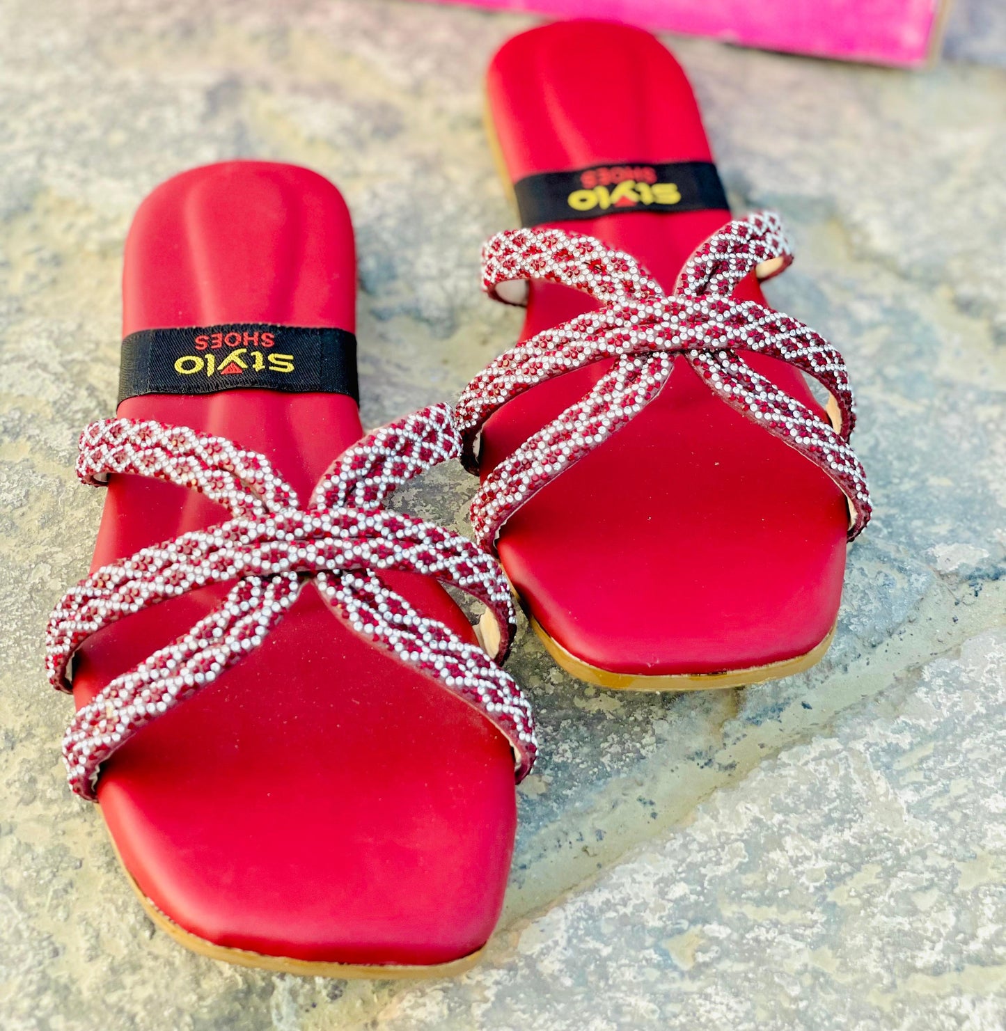 Red Beaded Ladies Slippers
