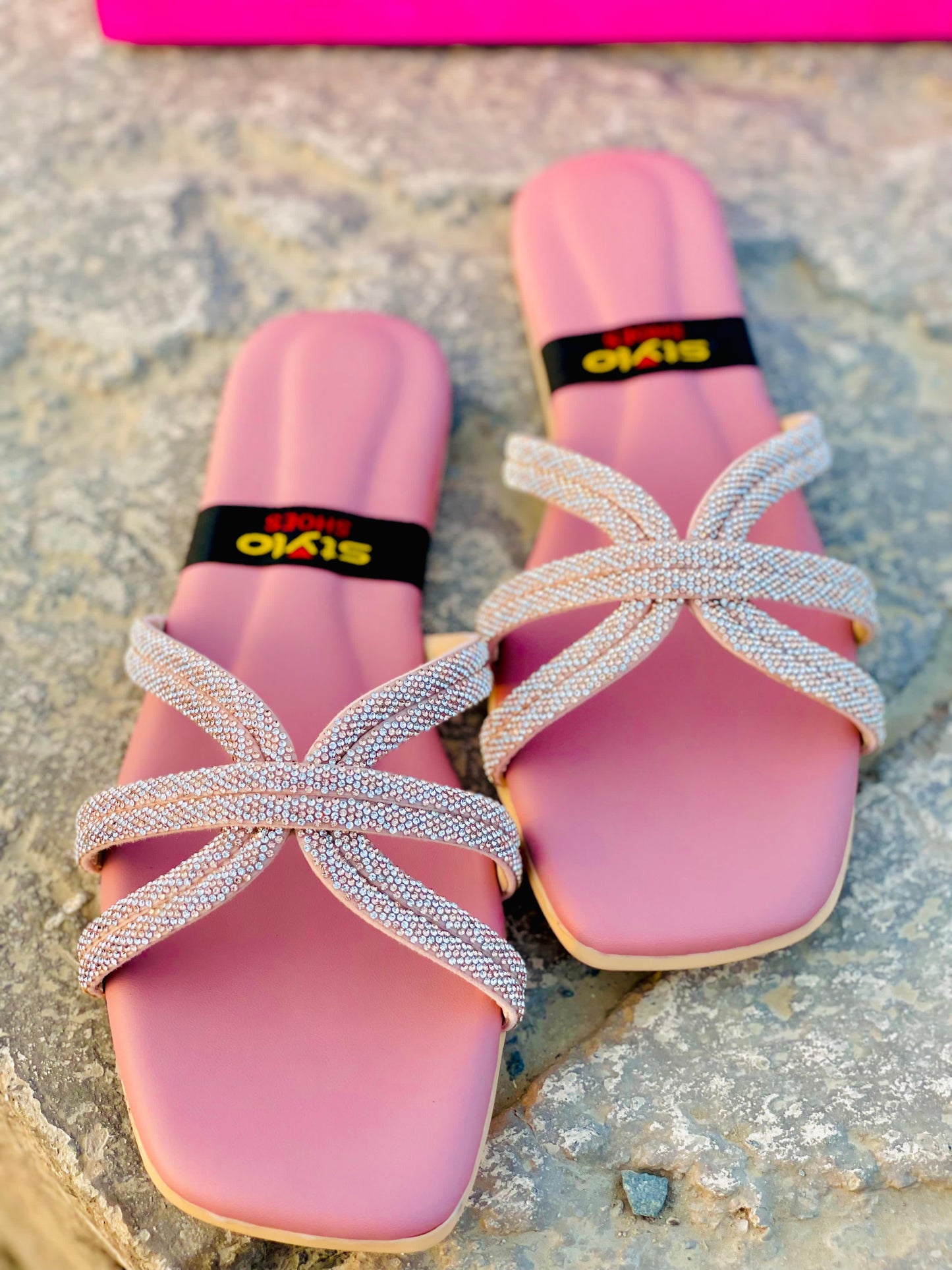 Peach Pink Beaded Slippers
