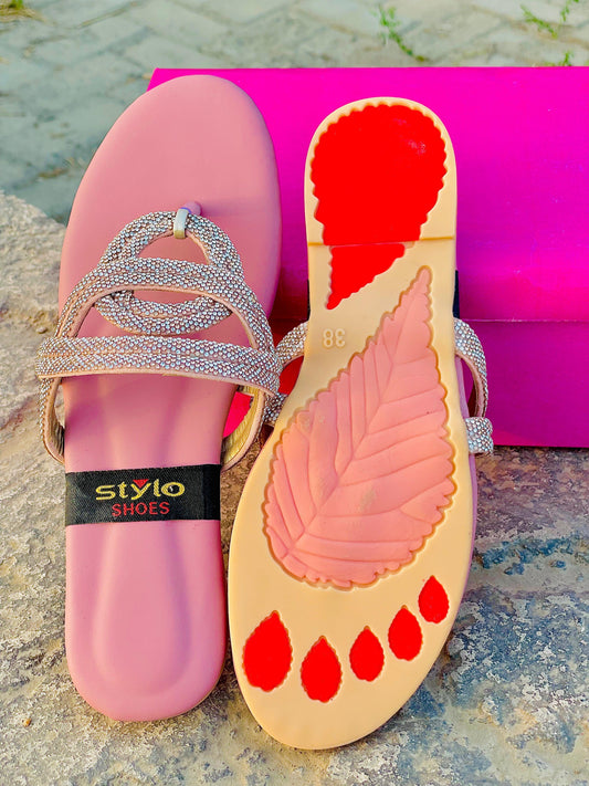 Stylish Pink Toe-Ring Slippers
