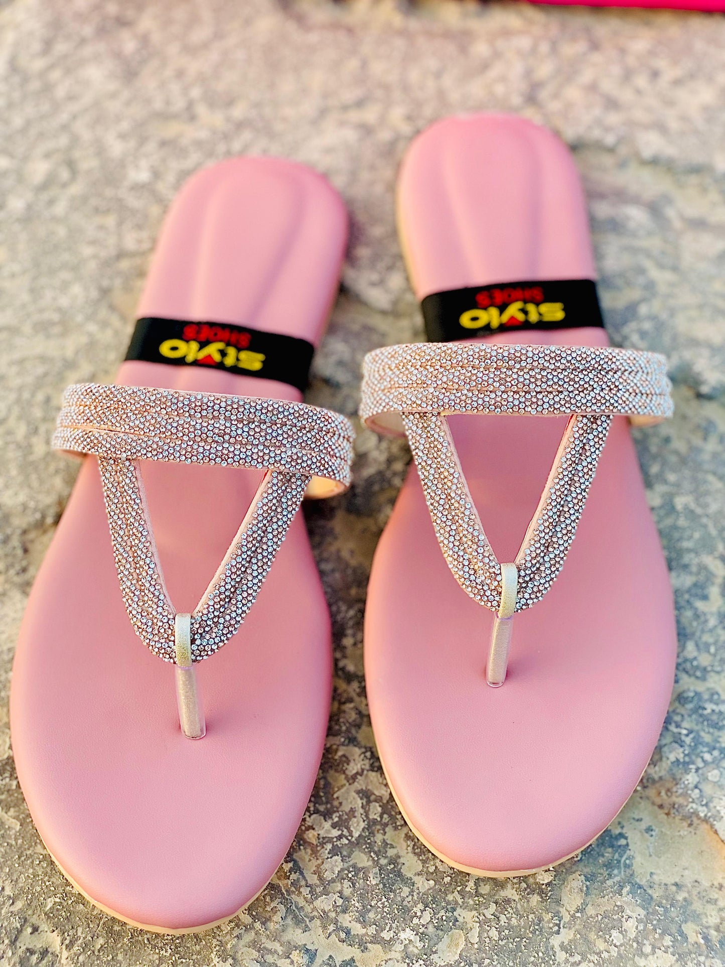 Pink V-Strap Slippers