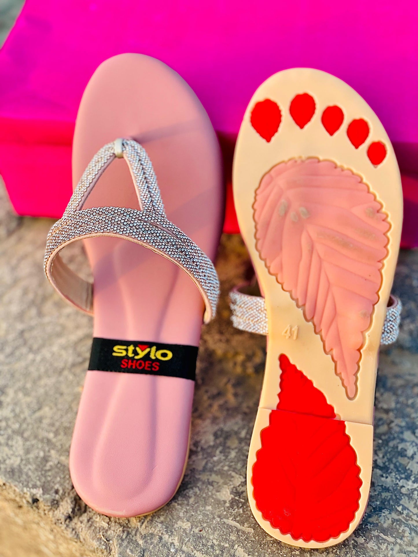 Pink V-Strap Slippers