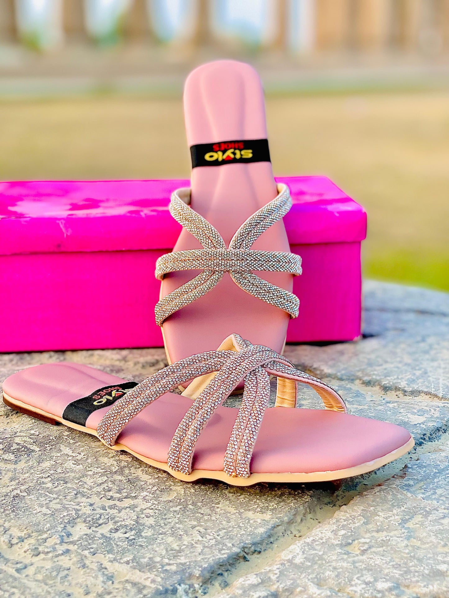 Peach Pink Beaded Slippers