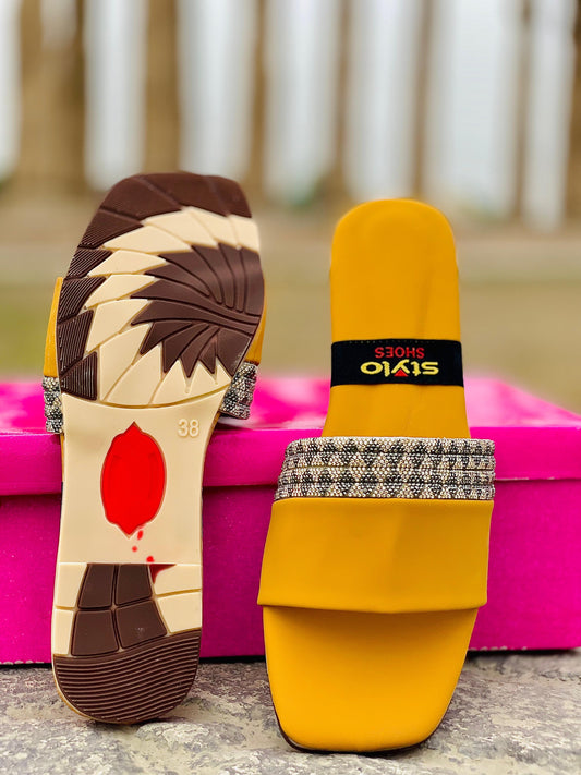 🌟 Mustard Glam Flat Slipper