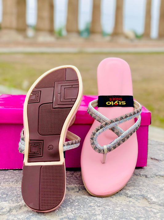 🌟 Pink Glam Flat Slippers