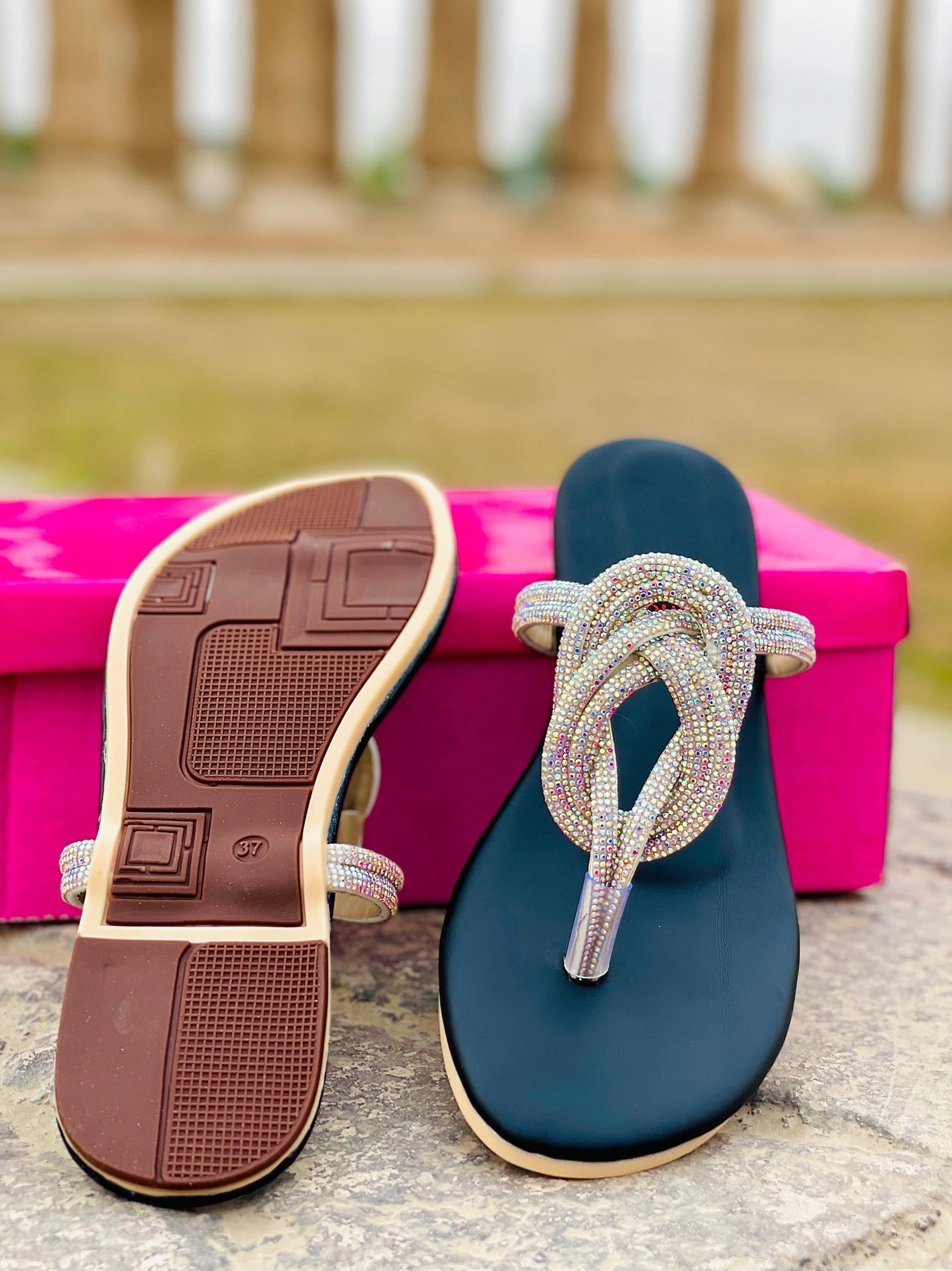 ✨ Rhinestone Slip-On Slippers