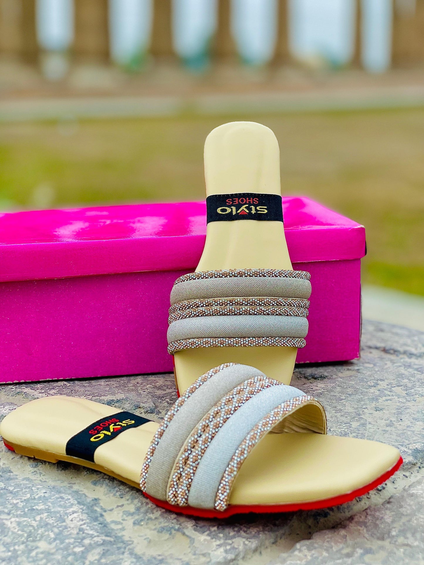 ✨ Elegant Beige Cross-Strap Slippers
