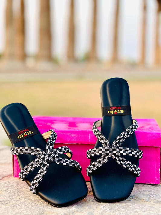 Black Beaded Sandals