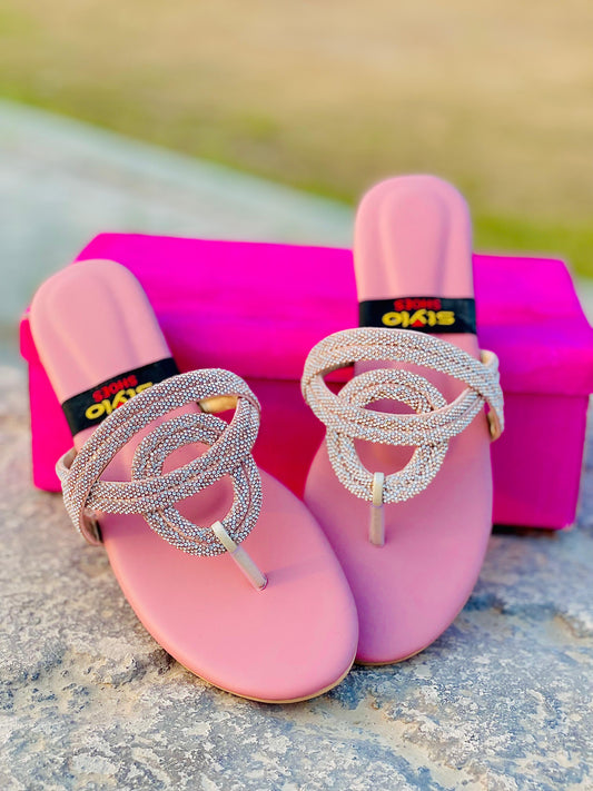 Stylish Pink Toe-Ring Slippers