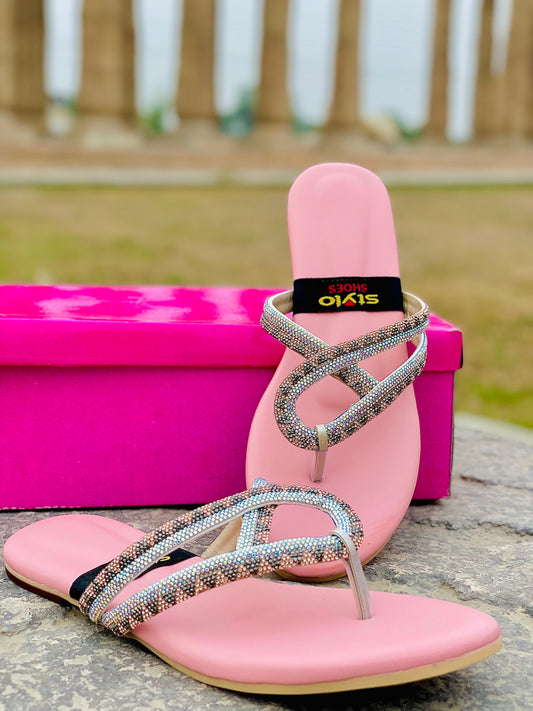 🌟 Pink Glam Flat Slippers